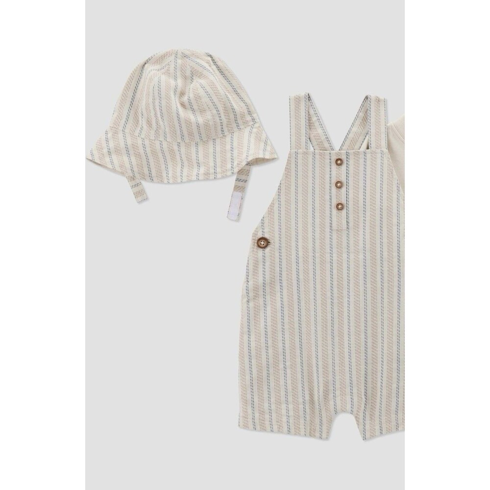 Baby Boys Striped Romper With Hat - Just One You Made By Carters Blue 12 M (Z1)